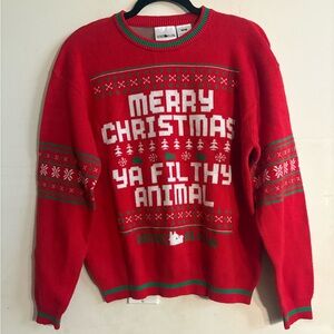 Home Alone Sweater women’s M Red Merry Christmas Holiday Crew Neck Pullover